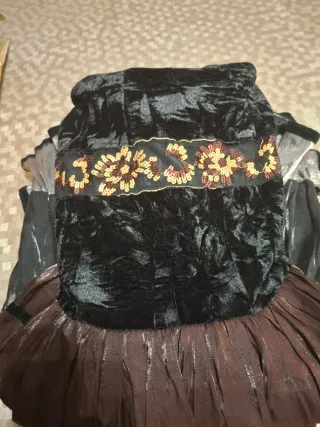 Falda larga vintage negra y marrón