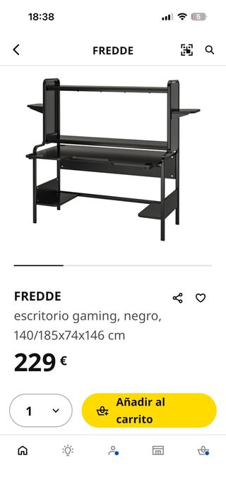 Escritorio Gaming IKEA FREDDE Negro