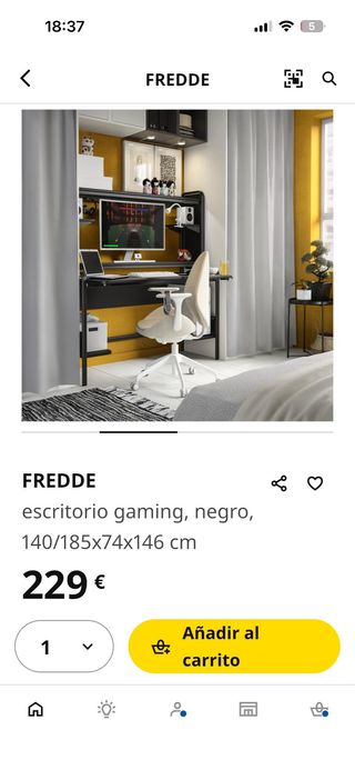 Escritorio Gaming IKEA FREDDE Negro