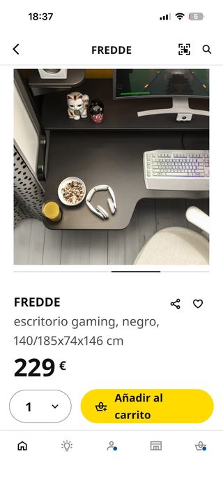 Escritorio Gaming IKEA FREDDE Negro