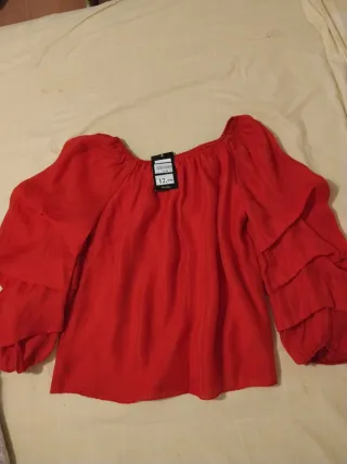 Blusa hombro caído manga larga mujer