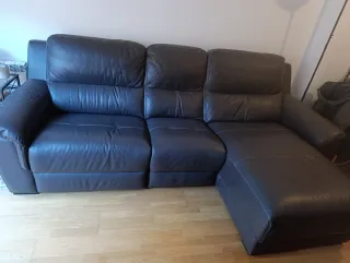 Sofá chaise longue de piel reclinable