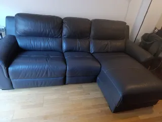 Sofá chaise longue de piel reclinable