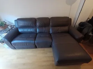 Sofá chaise longue de piel reclinable