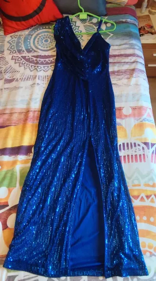 Vestido de fiesta lentejuelas azul