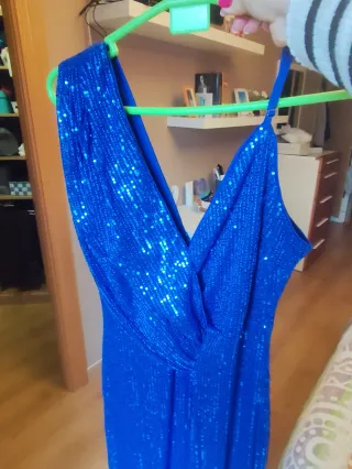 Vestido de fiesta lentejuelas azul