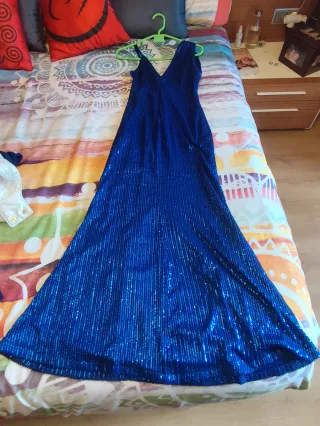 Vestido de fiesta lentejuelas azul