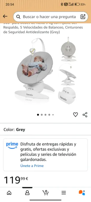 Hamaca bebe Eléctrica Lionelo Iris 360 mecedora
