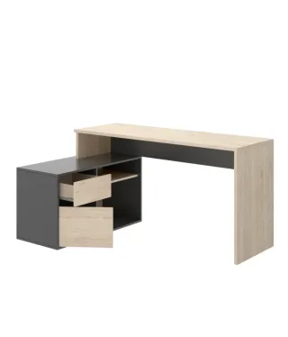 Mesa escritorio reversible madera y gris