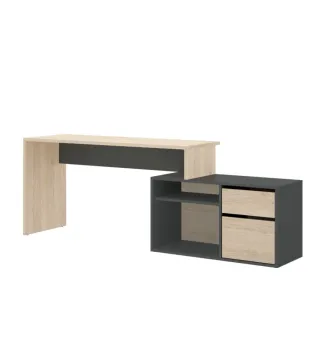Mesa escritorio reversible madera y gris