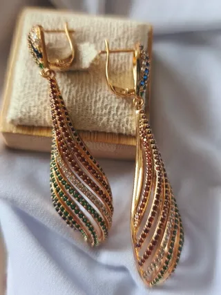 Pendientes Oro 18k Chapado Multicolor