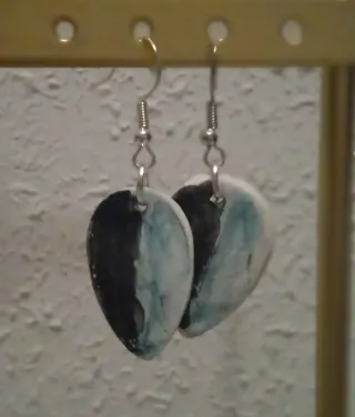 Pendientes artesanales cerámica negro y azul