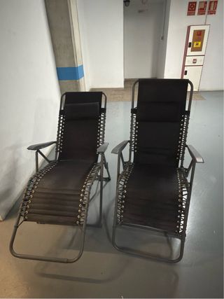 2 Tumbonas Plegables Exterior Negro