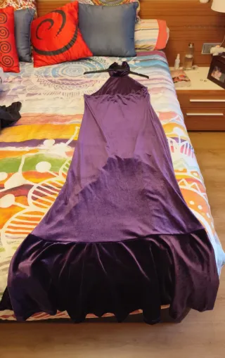 Vestido fiesta largo morado terciopelo
