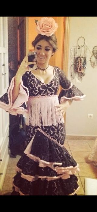 Traje Flamenca Marrón y Rosa