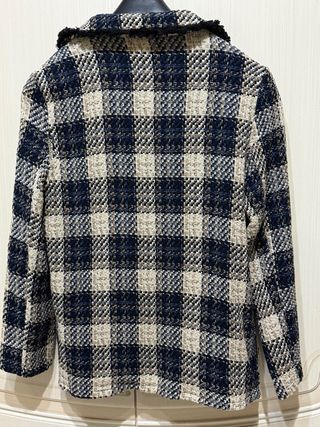 Blazer a quadri beige e blu