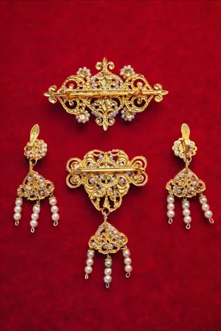 Conjunto Joyería Metal Dorado