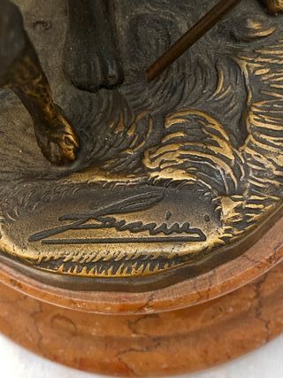 Escultura bronce pastor con perro