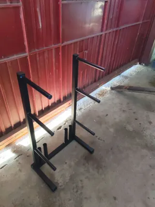 Supporto doppio per dischi di pesi e manubri