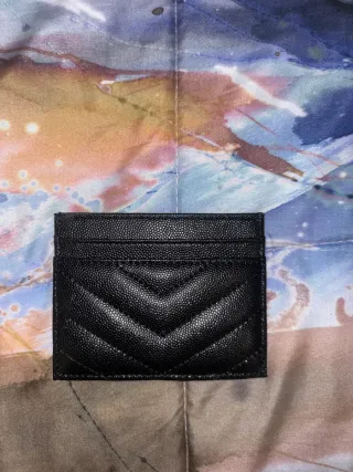 Portacarte Saint Laurent Nero Logo Oro
