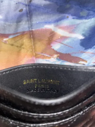 Portacarte Saint Laurent Nero Logo Oro