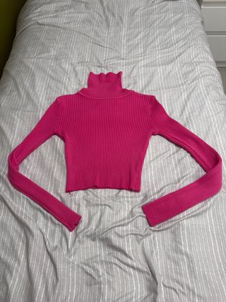 Jersey rosa cuello alto acanalado