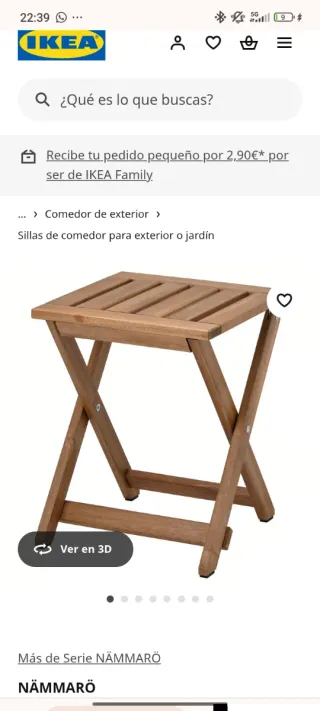 Taburete plegable de madera blanco