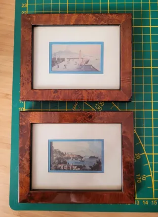 Coppia Cornici Radica con Vedute Napoli