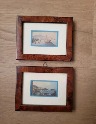Coppia Cornici Radica con Vedute Napoli