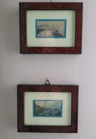 Coppia Cornici Radica con Vedute Napoli