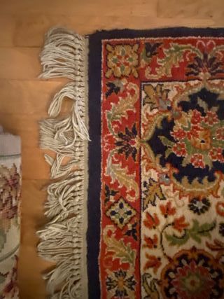 Alfombra rectangular de lana multicolor