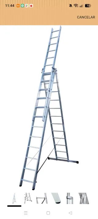 Escalera Aluminio  3 tramos de 14 peldaños