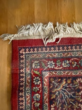 Alfombra Lana Rectangular Beige y Roja