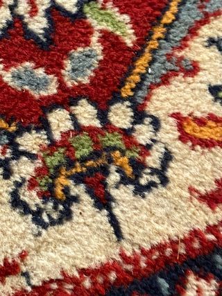 Alfombra Lana Rectangular Beige y Roja