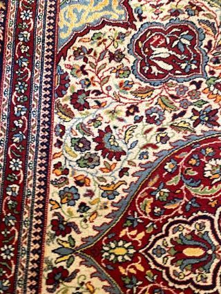 Alfombra Lana Rectangular Beige y Roja