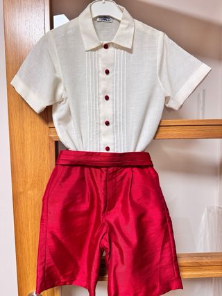 Conjunto fiesta niño blanco y rojo