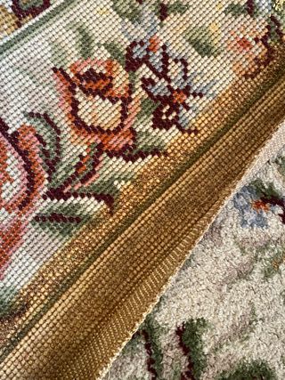 Alfombra rectangular de lana floral