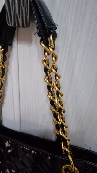 Borsa Tote Trapuntata Vernice Nera