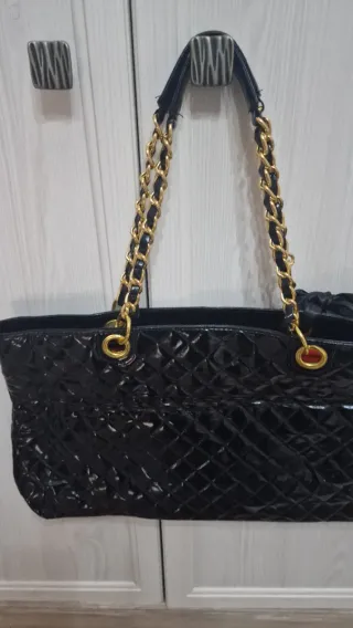 Borsa Tote Trapuntata Vernice Nera