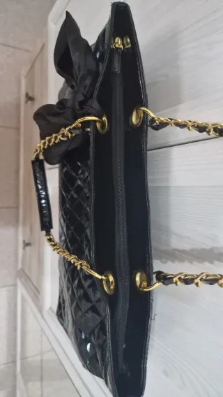 Borsa Tote Trapuntata Vernice Nera