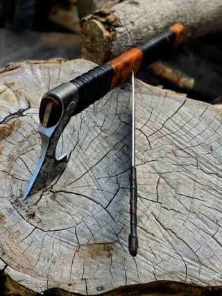 Hacha Vikinga Forjada a Mano + Cuchillo