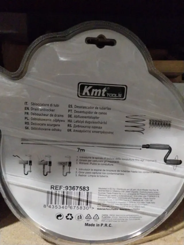 Desatascar de tuberías 7 metros