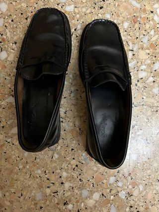 Mocasines de piel negros mujer