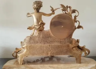 Trittico Orologio e 2 Candelabri Oro