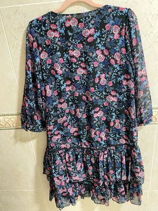 Vestido CORTEFIEL flores negro multicolor