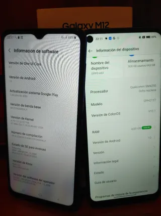Samsung M12 e Oppo A53s 4g