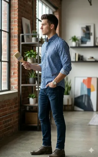 Camisa Zara Man Flores Slim Fit Talla M