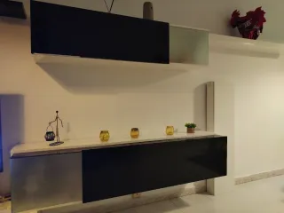 Mesa de comedor cristal negra y blanca muebles