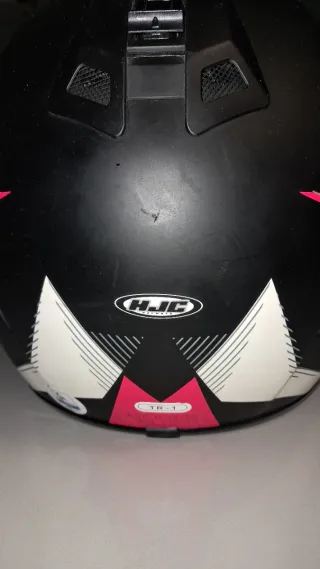 Casco Moto HJC Blanco y Rosa