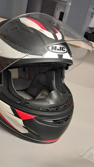 Casco Moto HJC Blanco y Rosa